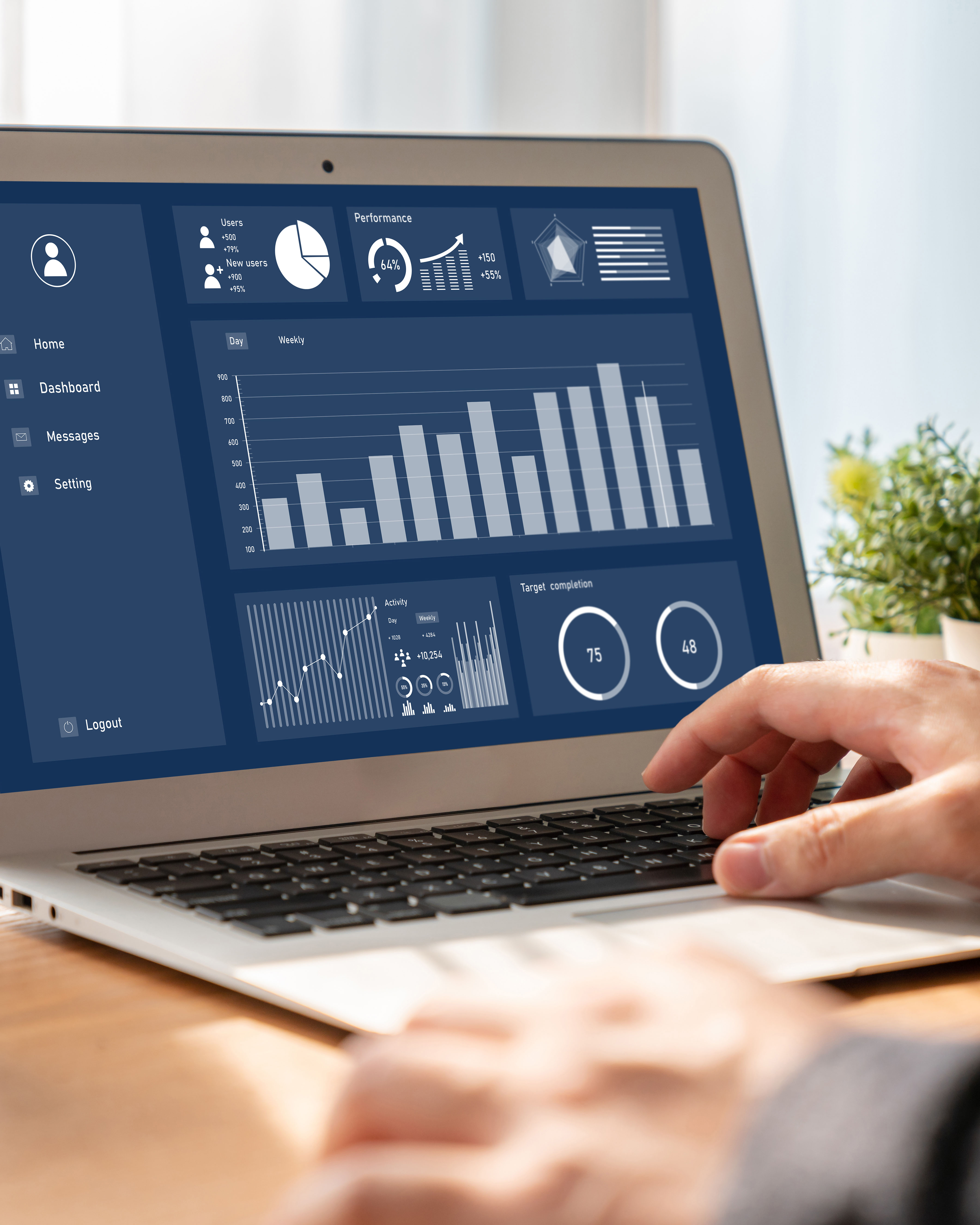Strategist reviewing a campaign dashboard